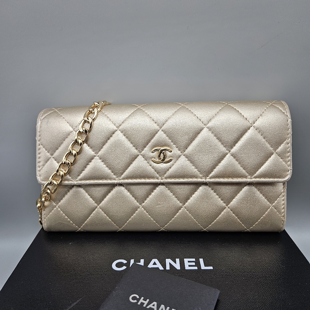 CHANEL Authentic Gold Flap Wallet/Clutch - Picture 12 of 16